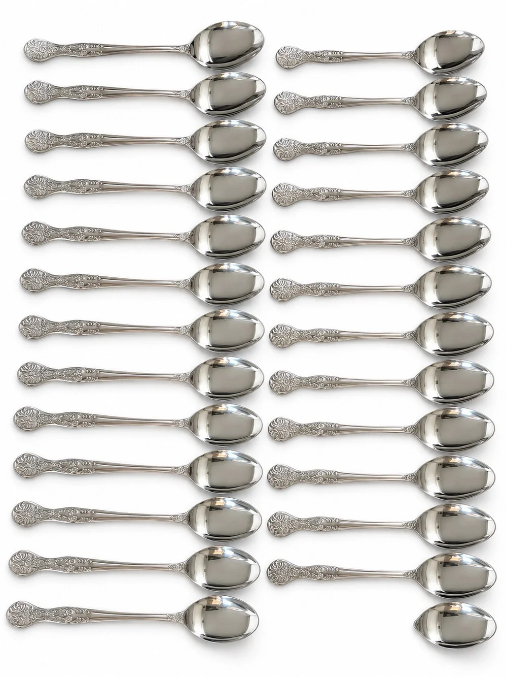 Beautiful 36 piece vintage National Stainless Steel spoon collection made Korea